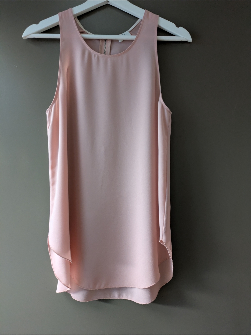 Wilfred Blush Pink Sleeveless Blouse Silk Trim Zip Back Top Size S | Minimalist